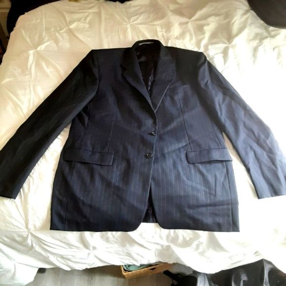 Hicky Freeman Lora Piana made in the USA black gray stripe 2 button sport coat - Picture 1 of 13